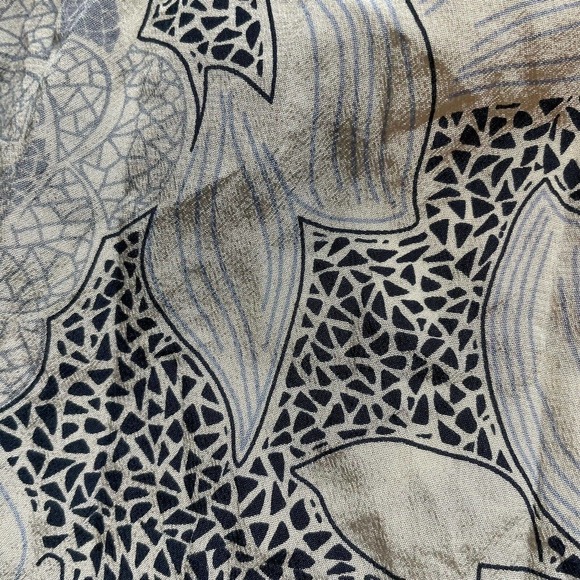 BANANA REPUBLIC Silk Blouse, Shirt, Top XS Black/Cream 3/4 Sleeve Ruffle Sheer - Picture 6 of 7